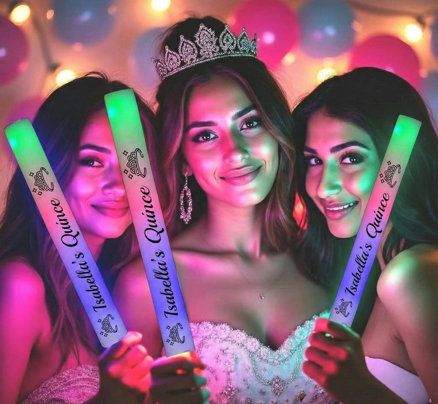 Custom Quinceañera LED Foam Sticks